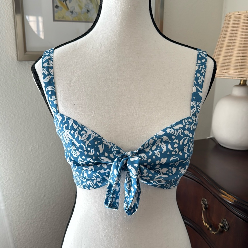 Resa Blue and White Printed Bralette